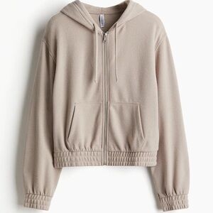H&M Pink Cropped Zip-Up Hoodie Sweatshirt